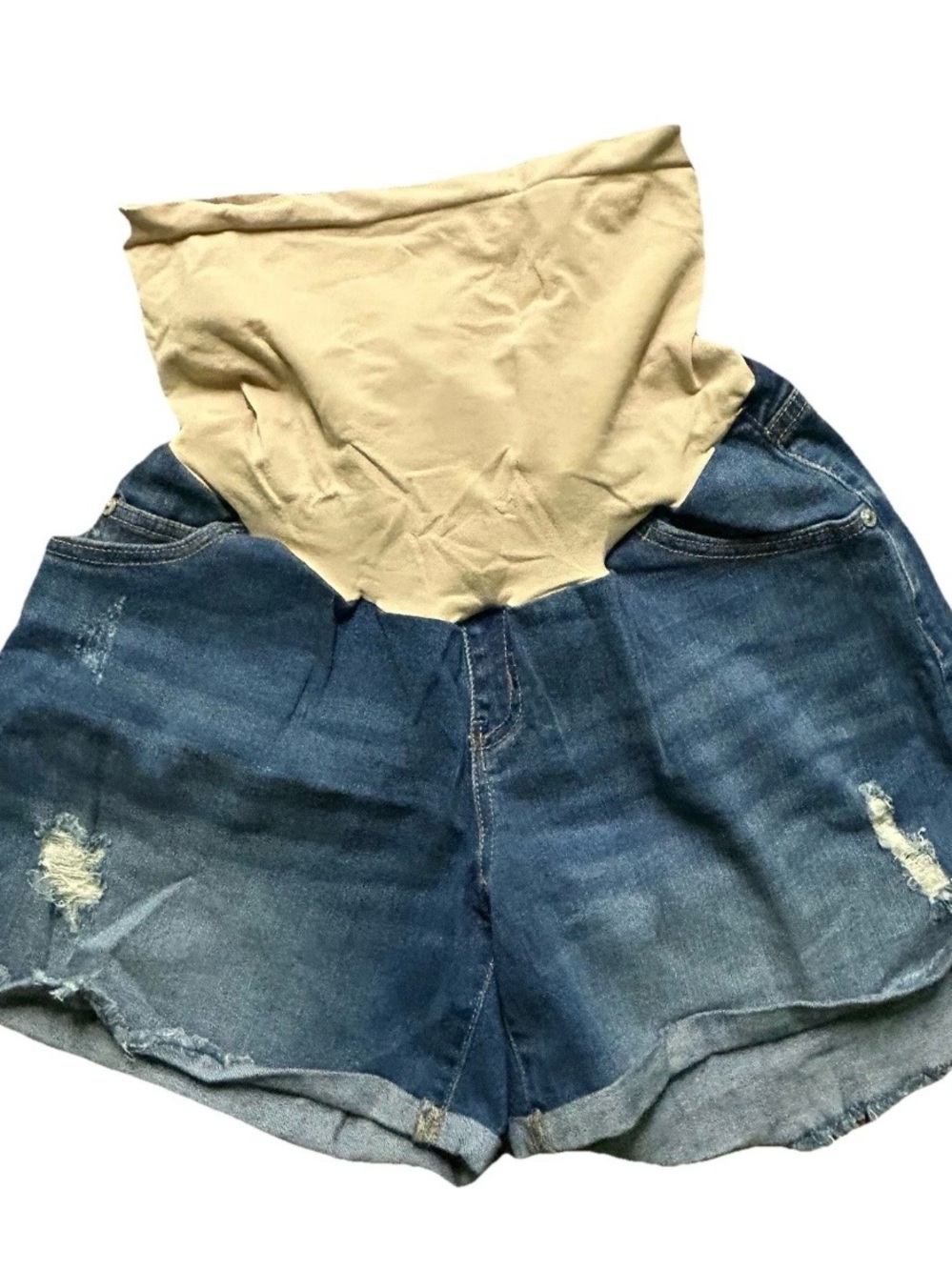 Women’s Maternity Indigo Blue Summer Jean Shorts Size XL